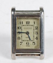 A Jaeger le Coultre Duo-Plan gentleman's steel cased wristwatch, circa 1930, the signed white dial