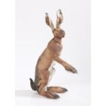 Elaine Peto, a contemporary pottery figure of a hare, modelled in a seated position with front