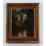 Joseph Paul (British,1804-1887) "King Street from the River Wensum" oil on panel 22 x 17cm (9" x