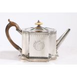 A George III silver teapot and stand, London 1788, maker William Plummer, with fruitwood handle