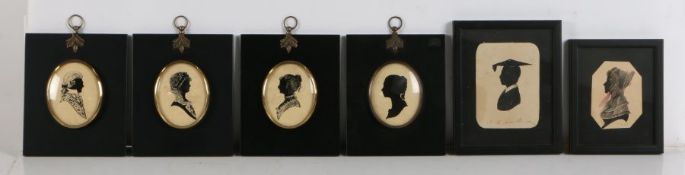 English School (19th & 20th Century) Male and Female Profiles group of seven silhouettes various