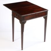 A Chippendale style mahogany tea table, the hinged rectangular top above fan brackets and square