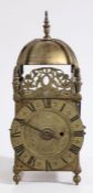 An 18th Century lantern clock case by John Calver of Woodbridge, the signed brass dial with Roman