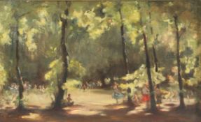 Continental School (20th Century) Woodland Frolic indistinctly signed (lower right), oil on canvas