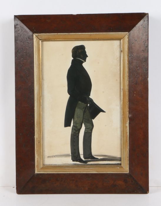 Hubard Gallery (act 1822-1845) Full Length Profile of a Gent watercolour silhouette, embossed