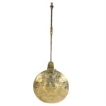 A late 17th century brass and iron warming pan, circa 1680, having a foliate repoussé and pierced