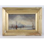 English School (19th/20th Century) Thames Scene oil on panel 13 x 23cm (5" x 9")