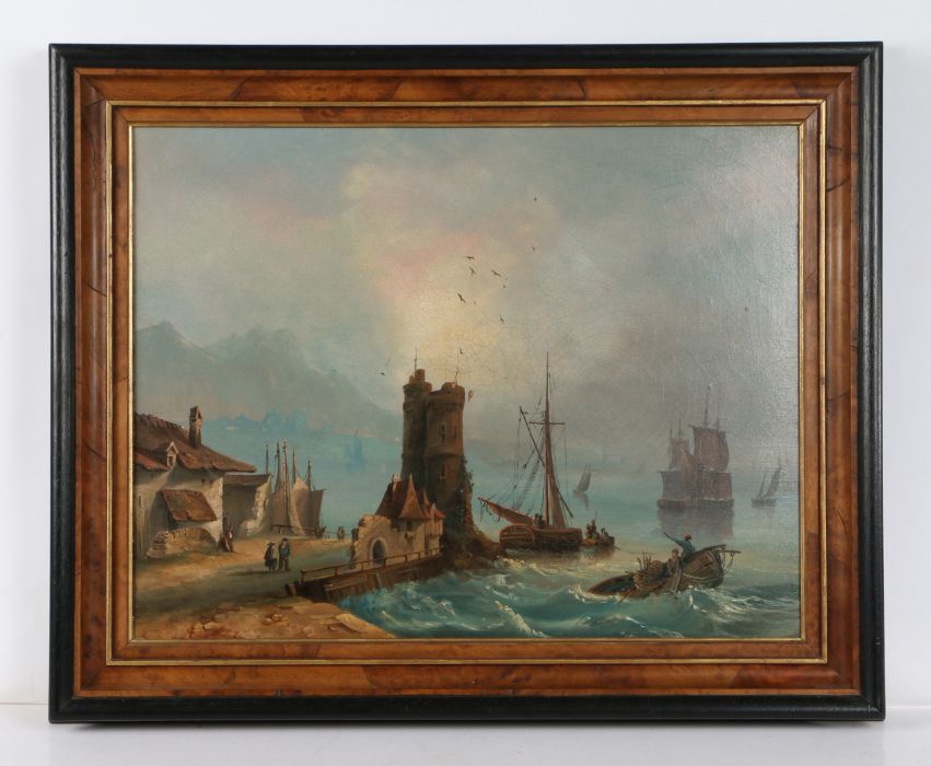 Continental School (19th Century) Coastal Scene oil on canvas 34 x 44cm (13.5" x 17.5")
