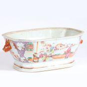 A Chinese famille rose porcelain tureen, the body polychrome decorated with figures on a terrace