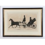 English School (19th Century) Horse and Carriage before a Country House coloured lithograph 28 x