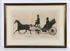 English School (19th Century) Horse and Carriage before a Country House coloured lithograph 28 x