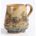 A Hannah Barlow for Doulton Lambeth pottery jug, the tapering body incised with depictions of four