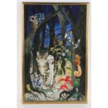 Janet & Anne Grahame-Johnstone (20th Century) Woodland Scene with Child and Animals monogramed to