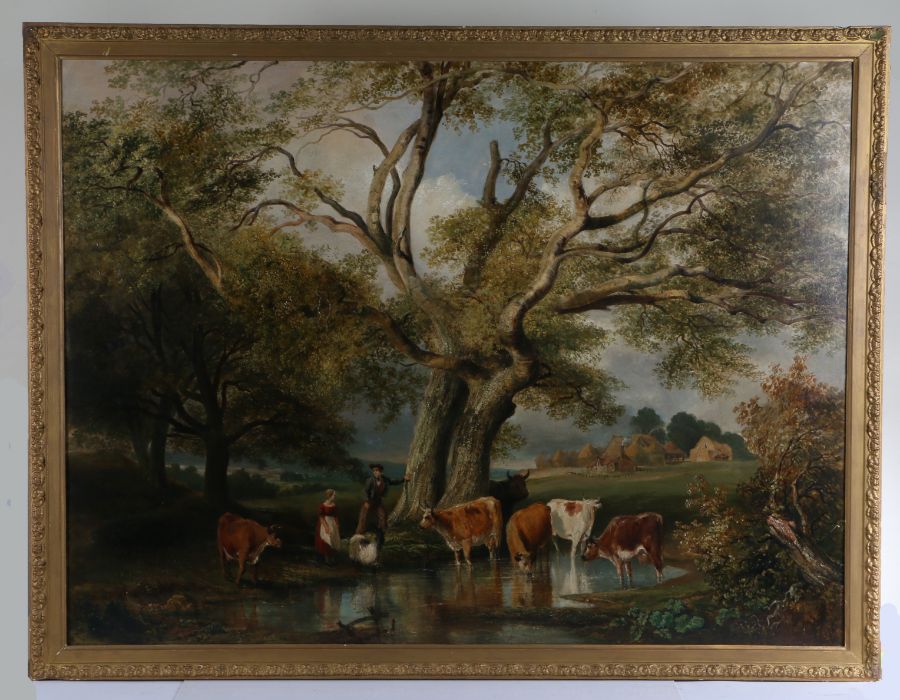 William H Townsend (British, 19th Century) "The Watering Place" signed to reverse, oil on canvas