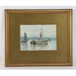 G.S Wood, study of a Dutch barge and sailing vessel, signed lower left, indistinctly titled lower