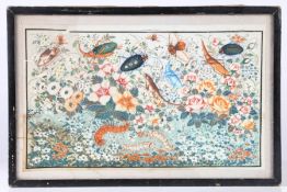 Chinese School (19th Century) Junks at Sea, Insects and Flowers group of six watercolours on rice