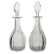 A pair of mid 19th Century decanters, English circa 1860, with engraved grape vines decoration, 29cm