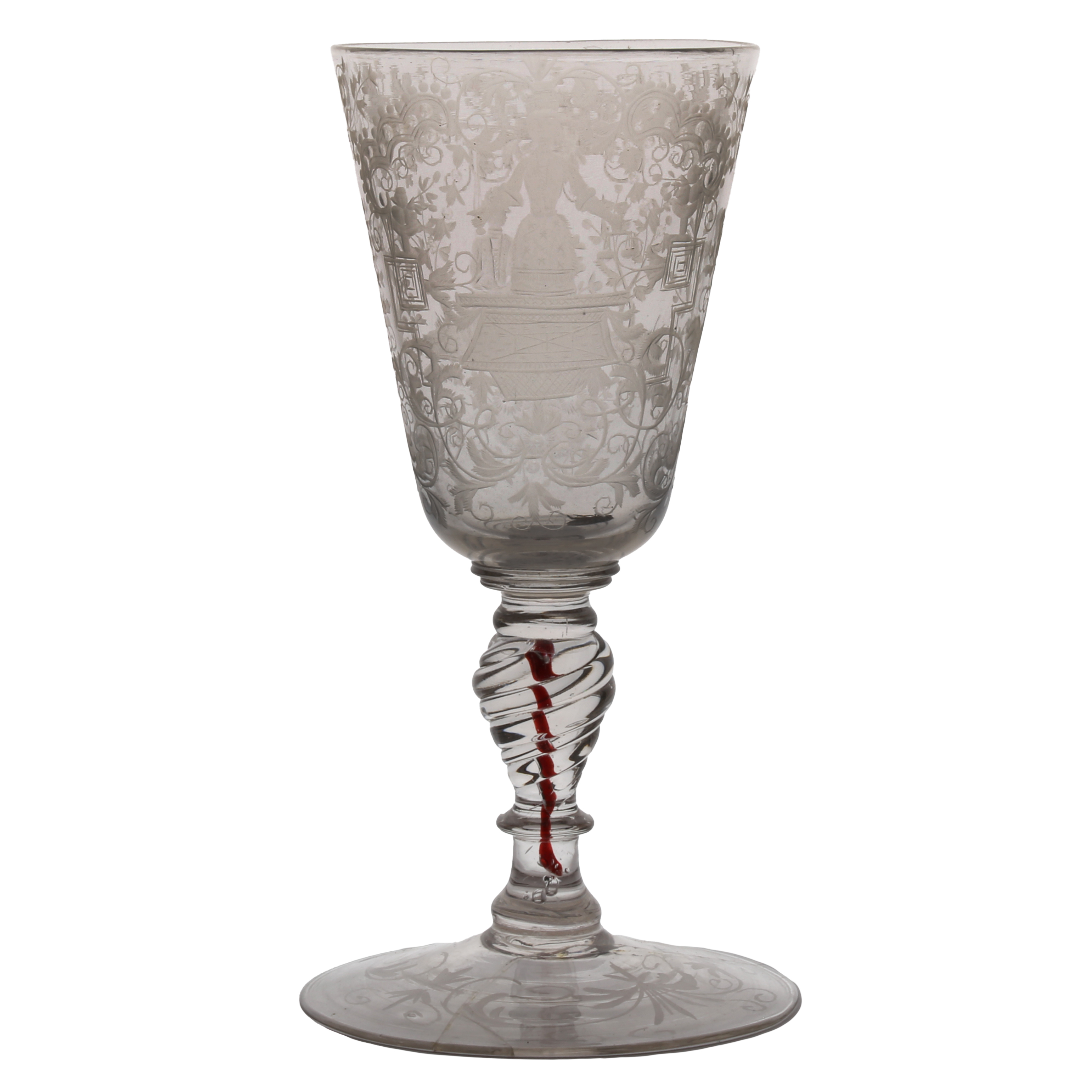 An 18th Century Bohemian engraved goblet, with engraved decoration showing figures among swags, a - Image 2 of 2
