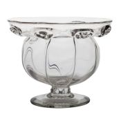 An early 20th Century Stourbridge glass bowl, circa 1910, peacock eye trail decoration, 16cm high,