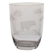 A set of six Rowland Ward glass tumblers, circa 1960s, engraved with an elephant, lion,