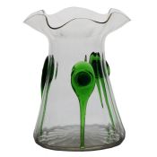 An early 20th Century Stuart glass vase, English circa 1905, peacocks eye decoration on green and