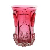 A mid 19th Century Bohemian cut glass beaker, circa 1830-40, the red and cut glass Christening