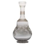 A 19th Century Etruscan shaped carafe, English, circa 1850, engraved with convolvulus, 26.5cm tall