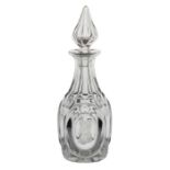 A 19th Century Bohemian glass portrait decanter, circa 1820-30, the pointed stopper above three