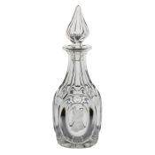 A 19th Century Bohemian glass portrait decanter, circa 1820-30, the pointed stopper above three