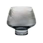 A Caithness Crystal glass rode bowl, circa 1989, engraved with a design of Caithness harbour, 18.5cm