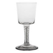 An 18th Century glass goblet, English circa 1760, with a double series opaque twist with bucket