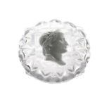 A 19th Century Baccarat cut glass pill box, circa 1830, with a sulphide portrait of Napoleon to