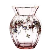 A late 19th Century Moser glass and enamelled vase, circa 1880, barrel shaped grey/brown vase with