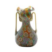 A Murano murrine glass amphora vase, circa 1900, probably by Fratelli Toso, with twin handles either