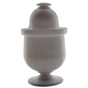 A19th Century white glass jar and domed cover, circa 1820, with a domed top and finial above the