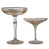 Two early 20th Century Bohemian glass tazzas, circa 1900, probably Moser, with shallow bowls