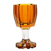 A mid 19th Century Bohemian flat cut amber glass goblet, circa 1840, flat cut with 12 pointed