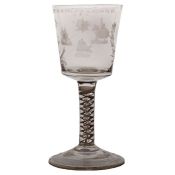 An early 19th Century English Order of the Odd Fellows glass, the top engraved Independent Order