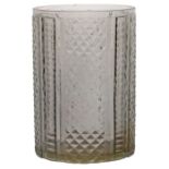 An early 19th Century French glass beaker, circa 1810, the diamond cut cylindrical beaker engraved