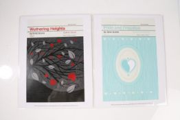 Two graphic prints for Wuthering Heights & Pride and Prejudice, 36cm by 28cm each We would like to