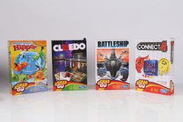 A collection of travelling games to include Hungry Hungry Hippos, Cluedo, Battleship, Connect Four