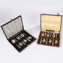 TWO CASED SETS OF SIX GEORGE VI SILVER TEASPOONS.