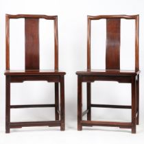 A PAIR OF CHINESE HARDWOOD CHAIRS.