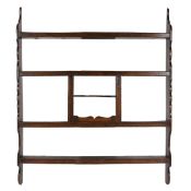 AN 18TH CENTURY STYLE OAK PLATE RACK/HANGING SHELF.