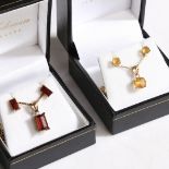 TWO 9 CARAT GOLD NECKLACE AND EARRING SETS (2).