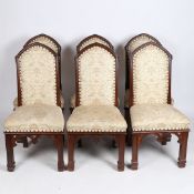 SET OF SIX GOTHIC REVIVAL MAHOGANY DINING CHAIRS (6).