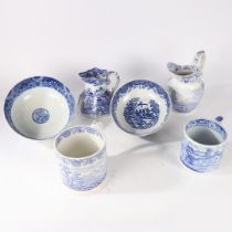 A COLLECTION OF 19TH CENTURY BLUE AND WHITE PORCELAIN, (6).