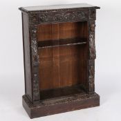 A 19TH CENTURY OPEN BOOKCASE IN THE 17TH CENTURY MANNER.