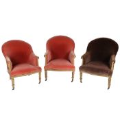 THREE 19TH CENTURY STYLE ARMCHAIRS.