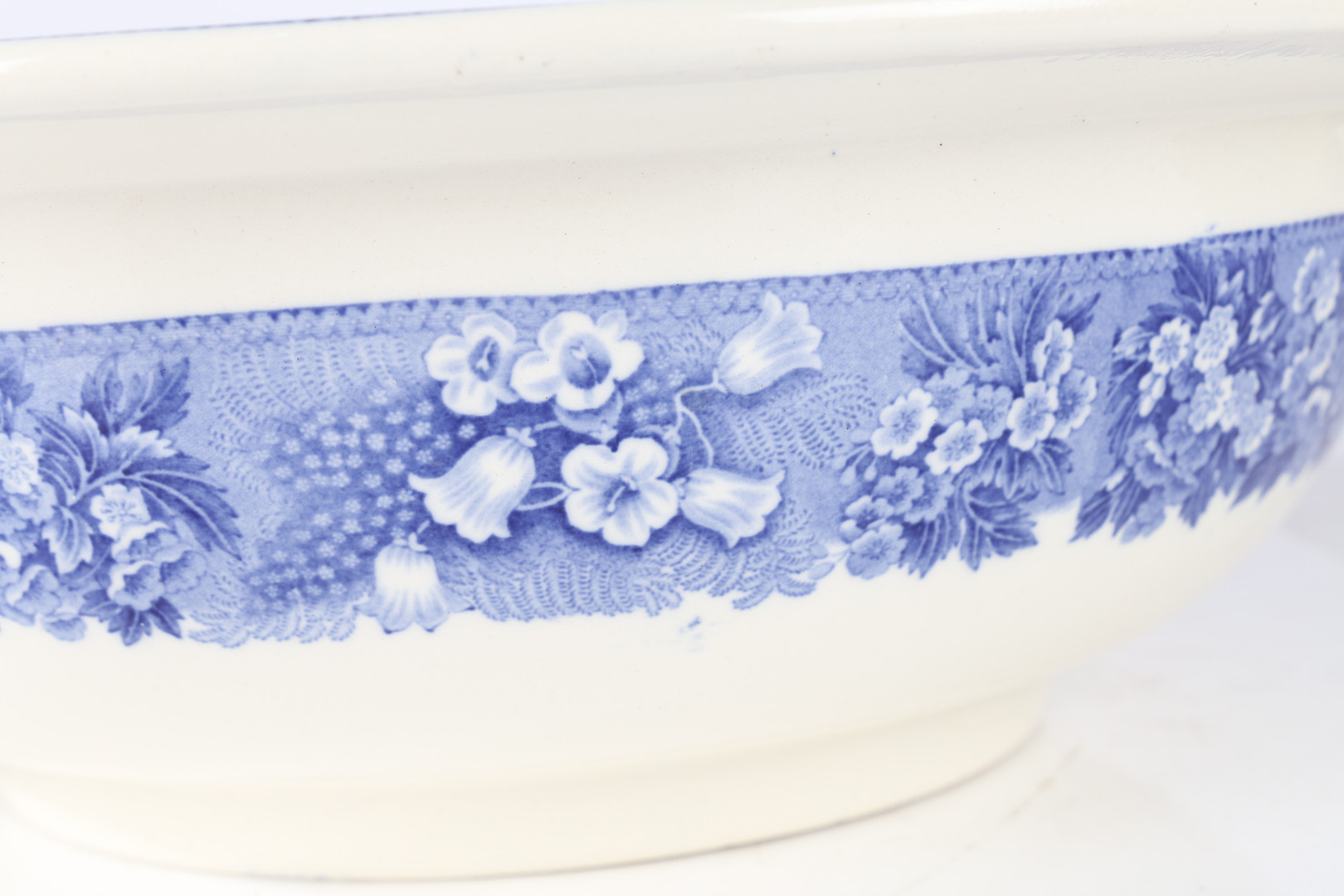 TWO LARGE BLUE AND WHITE TRANSFER DECORTAED BASINS/BOWLS. - Image 10 of 11